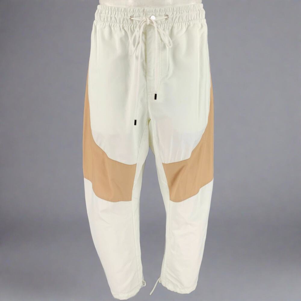 PRABAL GURUNG Size L White Beige Two Toned Cotton Blend Drop Crotch Casual Pants